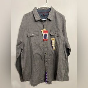 Woolrich Flannel Shirt Men XXLarge Long Sleeve Button Up Gray Cotton Pockets NWT